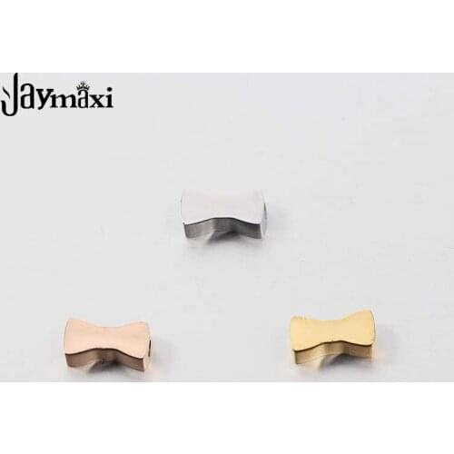 Jaymaxi bow-knot Charms Mirror Polished Stainless Steel Charms 3 Colors Cute Engraved Charms Bracelet Charm 20Pieces/lot