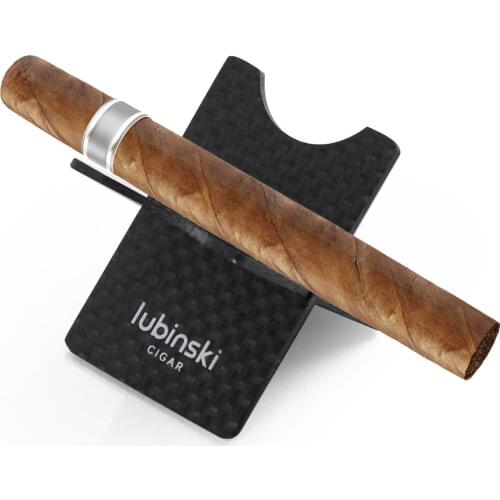 LUBINSKI Cigar Holder Portable Metal Plating Carbon Fiber Portable Mini Cigar Display Stand High-end Smoking Decor Accessories