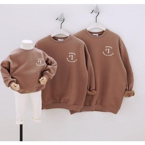2020 Newest Family Matching Sweaters Shirts Thicken Brown Fashion Mommy Daddy and Mini Me Clothes Family Look Pajamas Sets
