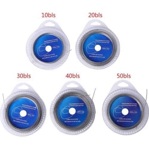 5 Types Fishing Wire Line 10M 7 Strands Coated Braided Stainless Wire Wire Covered with Plastic High Strength Fishing Lines