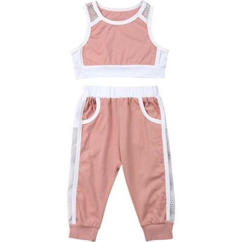Summer Kids Girl Sports Vest Tank Tops+Long Pants Outfits Set Children Girl Casual Tracksuit Clothes Set Age 1-6Y