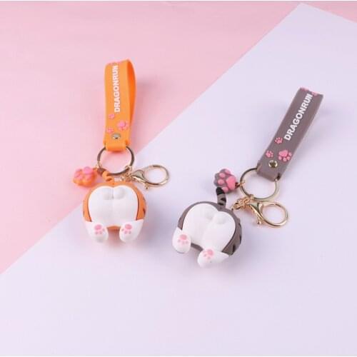 Cartoon Animal Keychain Cute Funny Cat Key Chain Pendant keyring for Women Car Bag Key Ring Jewelry Gifts