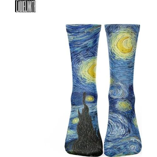 New High-Quality Oil Painting Socks For Men Women Summer Cotton Comfortable Long Socks Van Gogh Star Moon Night Retro Art Socks