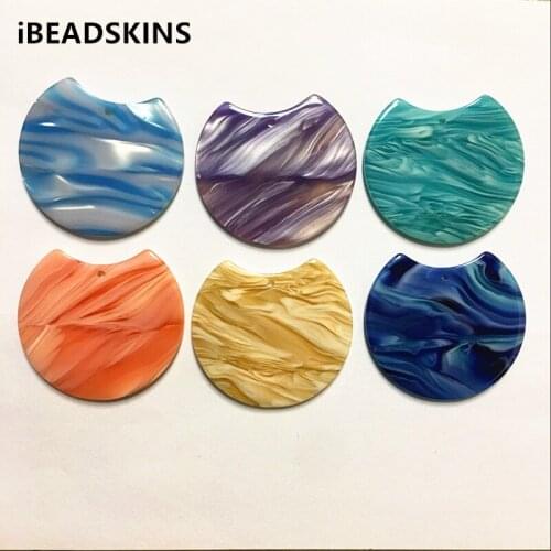 New arrival!37x30mm 50pcs/lot acetic acid imitate marble round -shape charms for earring/Jewelry DIY(As shown)