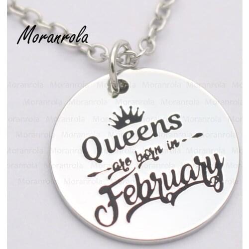 New arrive"Queens Are Born In February "Necklace &keychain charm Girly, Mom, Mama Bear Gift Mothers Day, Funny jewelry Birthday