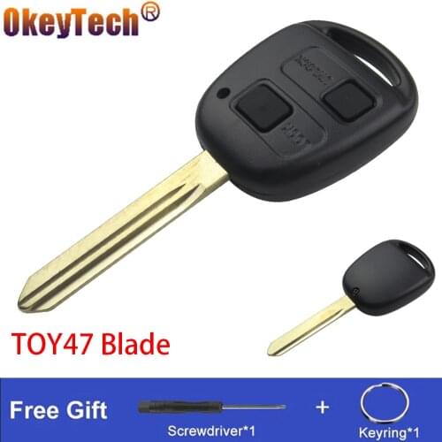 OkeyTech 2/3 Buttons Key Shell Case For Toyota Yaris Auto Key Replacement Fob With TOY47 Uncut Blade Soft Rubber Button Pad