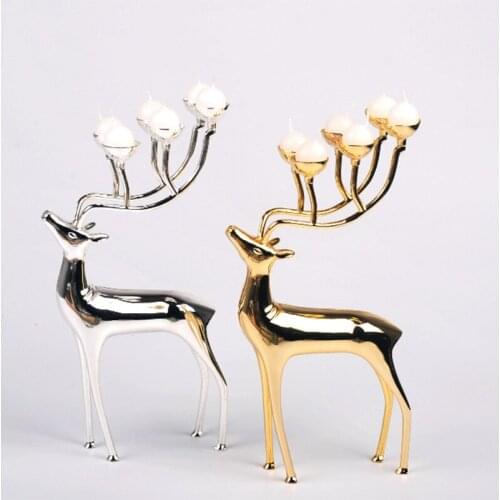 Home Decoration Deer Metal Silver Plated Candle Holder Stainless steel Gold Silver Deer Candlestick