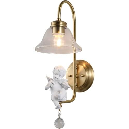 Luxury Copper Angel Wall Lamp Led E27 Modern Minimalist Indoor Lighting Dining Room Bedroom Bedside Aisle Living/Dining Room Bar