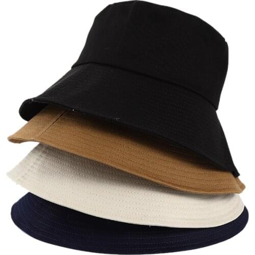 Doitbest Cotton Big Brim womans Bucket Hats For Women Beach Travel Sunscreen Pure Color Fisherman Hat Foldable mens Caps