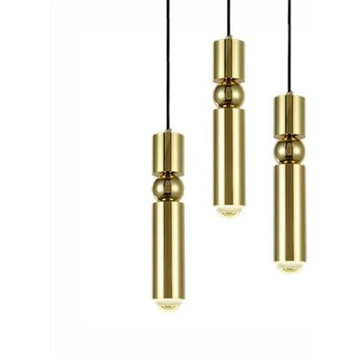 Modern Plated Copper Metal Led Pendant Light for Bedside Foyer Dining Room Illuminare Suspension Lamp 110/220V 2344