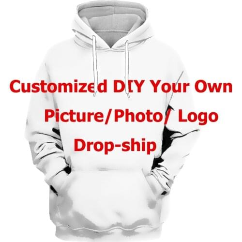 Custom Hoodies Customized Design Picture Photos Hooded Hoodies Full Printting Personalized Sweatshirt Unisex Casual Long Sleeve