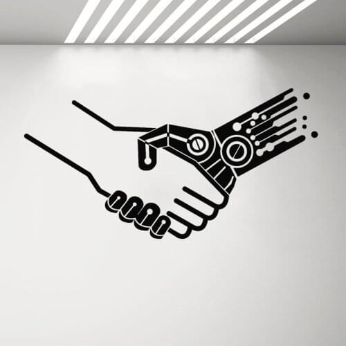 Shake Hands Wall Sticker Chip Hand Decal Technological Home Decoration Accessories Creative Manipulator Mural Kids Bedroom Decor