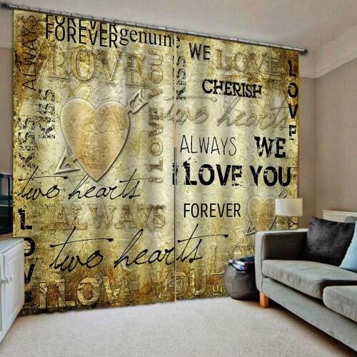 Yellow retro curtains 3D Curtain Luxury Blackout Window Curtain Living Room blackout curtains