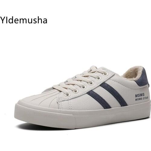 2021 Autumn Winter New Womens Warm Plush Shoes Women Sneakers Fashion Womens Platform Casual PU Shoes Lace-up Jogging Sneakers