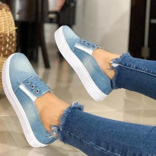 Womens Flat Shoes Fashionable Womens Casual Shoes Comfortable Denim Cnvas Shoes Lovers Casual Flat Shoes Sneakers Women 35-43
