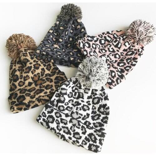 Winter Harajuku Leopard Knitted Skullies Women Fashion Hip hop Unisex Hat Autumn Warm Thick Beanies Basic Cap PJ012