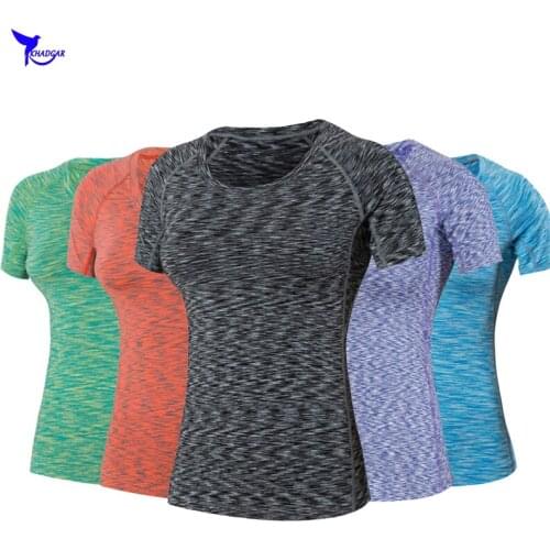 2019 O Neck High Elastic Women Jogging Shirts Short Sleeve Quick Dry Running Undershirt Top Tees Compression Gym Fitness T-Shirt