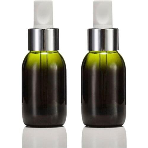 300pcs 50ml Green Glass Dropper Bottle Refillable Tea Tree Oil Essential Aromatherapy Perfume Container Liquid Pipette Bottle