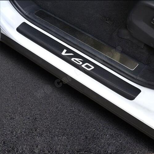 Car Stickers Tuning For Volvo V60 Carbon Fiber Auto Scuff Plate Door Sill Cover Anti Scratch Decal Car Accessories 4Pcs
