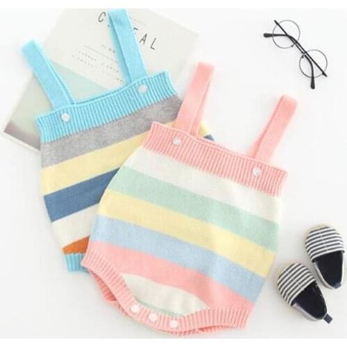 Free Shipping Korea Style Baby Girls Romper 2020 Autumn Winter New Knitted Sleeveless Jumpsuit Playsuit Knitwear Tops Clothes