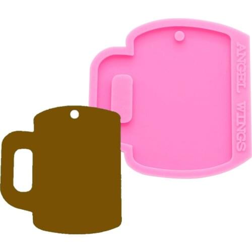 Shiny keychains glass cup Silicone Molds DIY Jewelry keychain mould Epoxy Resin Mold Custom DY0140