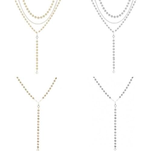 Bohemia Multiple Layers Sheet Chain With Crystal Necklace For Women Girls Birthday Jewelry Gift