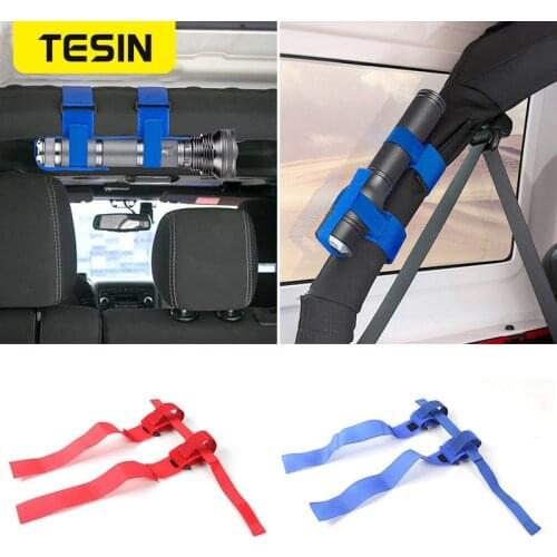 TESIN Electric Torch Flashlight Holder Bandage Interior Car Accessories for Jeep Wrangler TJ JK JL 1997-2018