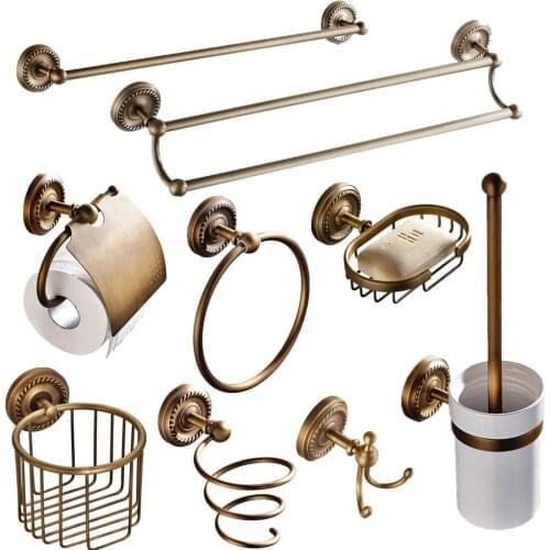 European Antique Bronze Carved Hardware Set Brass Products Paper Holder Bathroom Accessories Sets for bathroom decoration