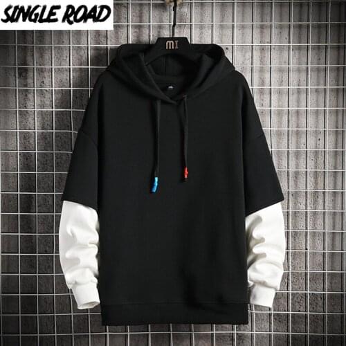 SingleRoad Mens Hoodies Men 2020 Autumn Patchwork Sweatshirt Japanese Streetwear Harajuku Oversized Black Hoodie Men Sweatshirts