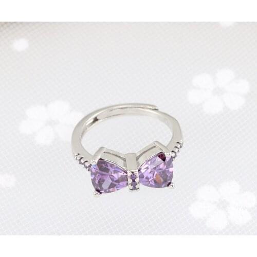 Fine Cute Bowknot Rings Charm Luxury Crystal Zircon Bow Jewelry For Women Fashion Wedding Engagement Ring Christmas Gifts