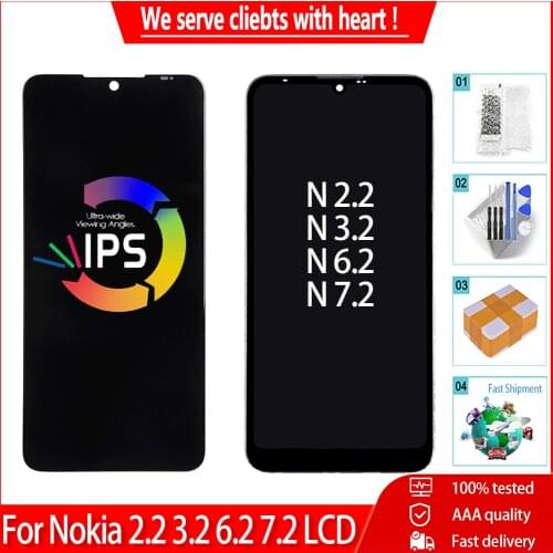 AAA Quality For Nokia 2.2 3.2 4.2 6.2 7.2 LCD Display With Touch Screen Digitizer Panel Assembly Replacement Parts 100% Tested