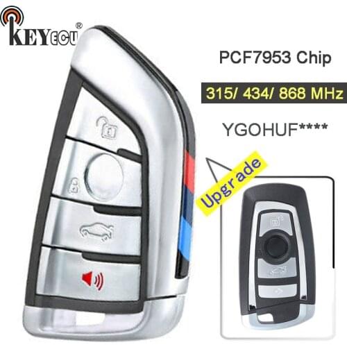 KEYECU 315/434/868MHz PCF7945 PCF7953 Chip CAS4 CAS4+ System Modify 4 Button Remote Key Fob for BMW F Chassis 5 7 Series Silver