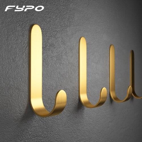 Fypo Brass Hook Golden Towel Hook For Bathroom Clothes Coat Hook Bedroom Robe Hook Wall Organizer Home Decor Key Holder