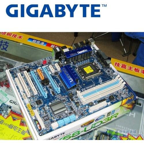 LGA 1366 For Intel X58 Gigabyte GA-EX58-UD3R Motherboard DDR3 USB3.0 24GB SATA II EX58-UD3R Desktop Mainboard Used 2x PCI-E X16