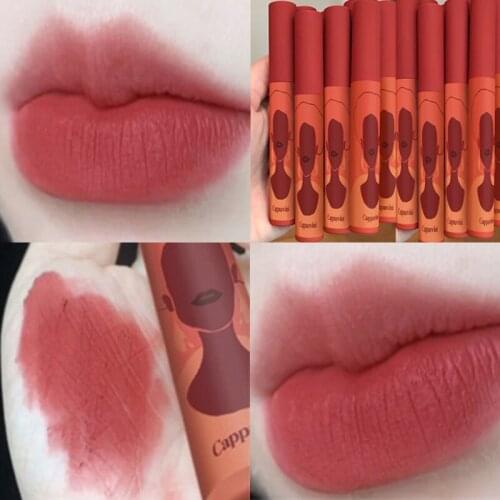 Matte Velvet Lip Gloss Almond Milk Cream Milk Tea Color Sexy Velvet Waterproof Long Lasting Lip Glaze 6 Colors Lips Cosmetics