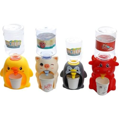Mini Water Dispenser For Children Kids Gift Cute Cold/Warm Water Juice Milk Drinking Fountain Simulation Cartoon Pig Kitchen Toy