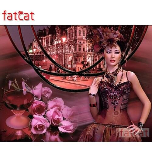 FATCAT 5d diy diamond painting woman flower full square round drill diamond embroidery sale girl home decoration AE2251