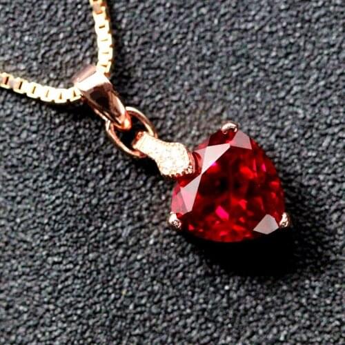 Triangle red stone pendant necklace with chain silver jewelry red corund corundum women jewelrys trendy free shipping