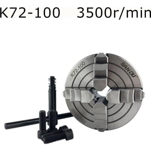 100mm 4 Jaw 4" Lathe Chuck Independent Reversible Jaw SANOU K72-100 for CNC Drilling Milling machine woodworking