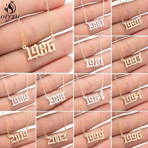 Personalize Year Number Necklaces for Women Custom Year 1980 1989 1999 2000 Birthday Gift from 1980 to 2020
