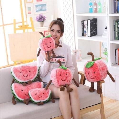 40CM Cute Creative Watermelon Cherry Plush Toy Soft Stuffed Fruits Doll Home Decoration Fruit Pillow Doll Toys Children Gifts