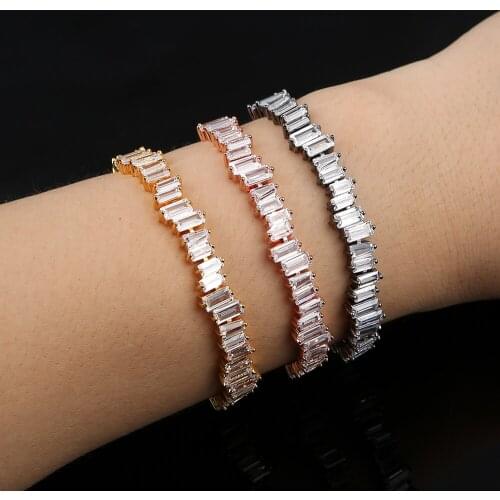 Popular Brand AAA cubic zirconia Man and Women Baguette bracelet bangle cuff copper,thick bangle IN02