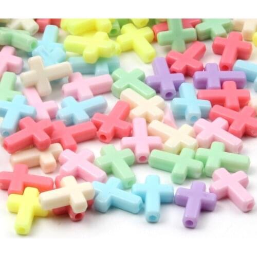 12x16mm 50pcs Mixed Color Plastic Cross Beads For Jewelry Making Necklace Charm Loose Beads Diy Accessories