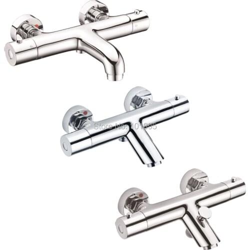 X9015BS Luxury Wall Mounted Brass Material Thermostatic Bath Faucet
