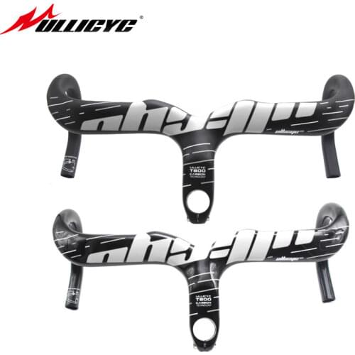 ULLICYC White Brand Road Bike Handlebar Highway Integrated Handle Bars Carbon Bicycle Handlebar with Stem Manillar Matte Gloss