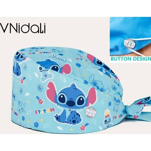 New Scrub Nurse Hat button nurses hat Fashion Multicolor Nurse Scrub Caps Adjustable Bandage Turban Surgical Doctor nursing hat