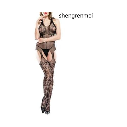 Shengrenmei 2019 NEW Women Sexy Hollow Nightwear Halter Nylon Erotic Apparel Lady Lingerie Teddies Bodysuits Dropshipping