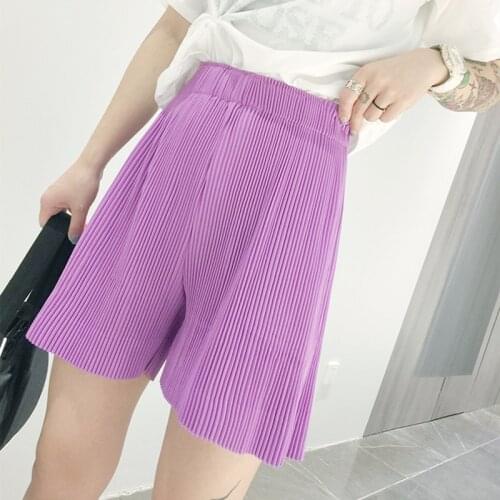 Summer Women Solid Wide Leg Shorts Korean Sweet Girls High Waist Short Pants Big Size Casual Loose Trousers m-7xl Rose lavender