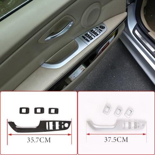 ABS Chrome Carbon Fiber Style Car Window Glass Lifting Buttons Frame For BMW 3 Series E90 E92 2005-2012 Auto Interior Accessorie