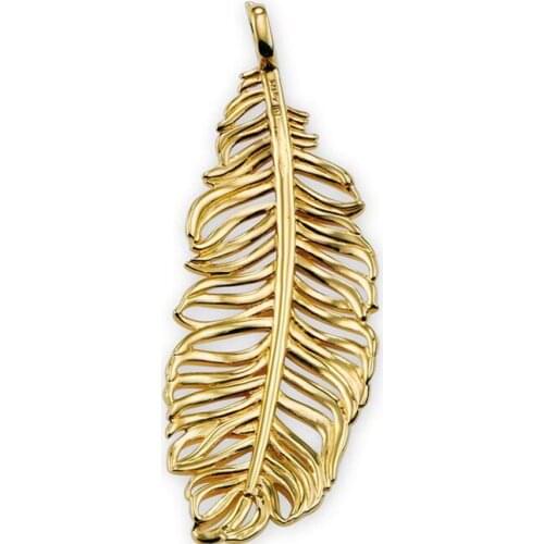 ThomasPT1473 Feather Pendant Style GLAM And Fashion Lovers' jewelry For Women In Gold